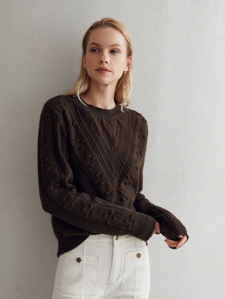 

motf premium wool mix pom pom sweater a9gd#, White;black
