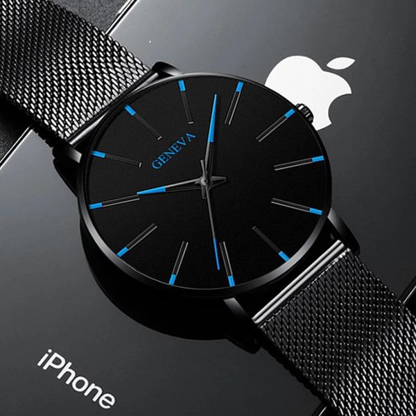 Relógios de pulso Moda minimalista Ultra Thin Watch For Men masculino Simple Empresar