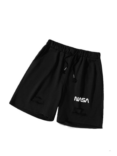 

men letter graphic drawstring waist shorts d5xc#, White;black