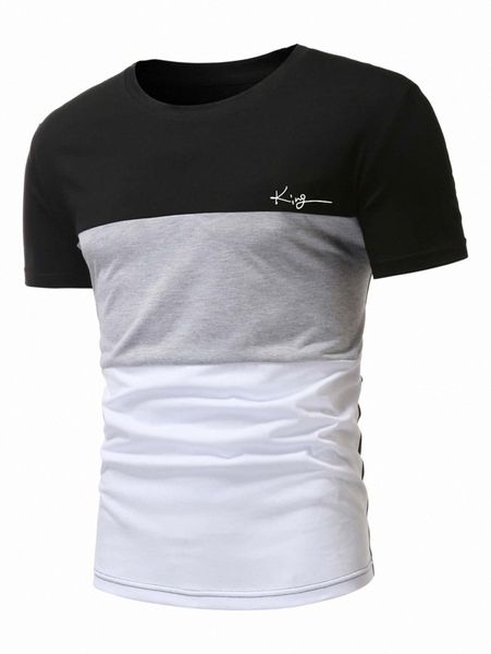 

romwe guys colorblock letter graphic tee d79c#, White;black