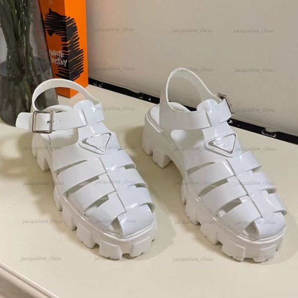 

lady platform dad sandal slingback sandales designer summer woman shoes real leather thick bottom ankle strap sandles white black with box