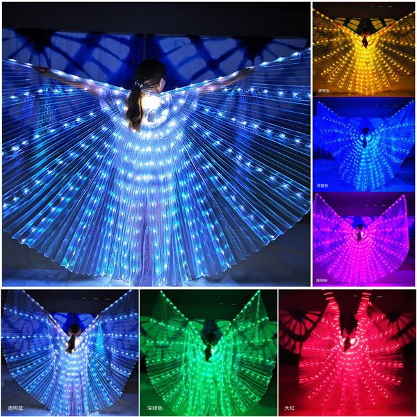 

stage wear rainbow color angle led light costume circus luminous costumes party show dancewear, Black;red