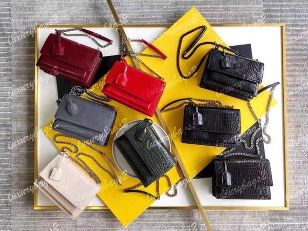 

5a sunset luxurys designers bags crossbody bag fashion designer handbags 22cm 8 colors crocodile alligator lines 442906 black gold silver ha