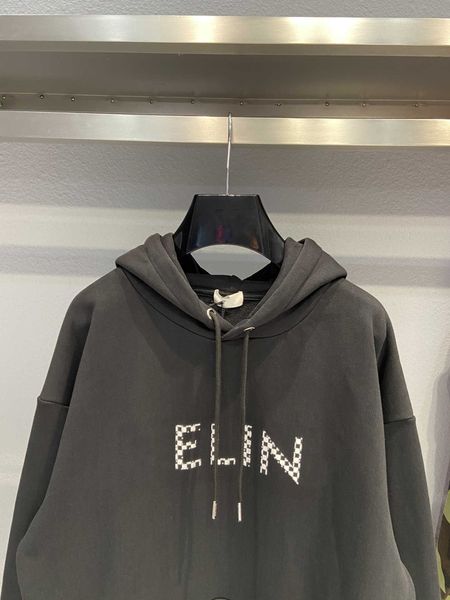 

cl version hoodies fashion-men's high silin black--white check terry hoodie, woven dyed pure cotton, thicksoft trendy, men's and w