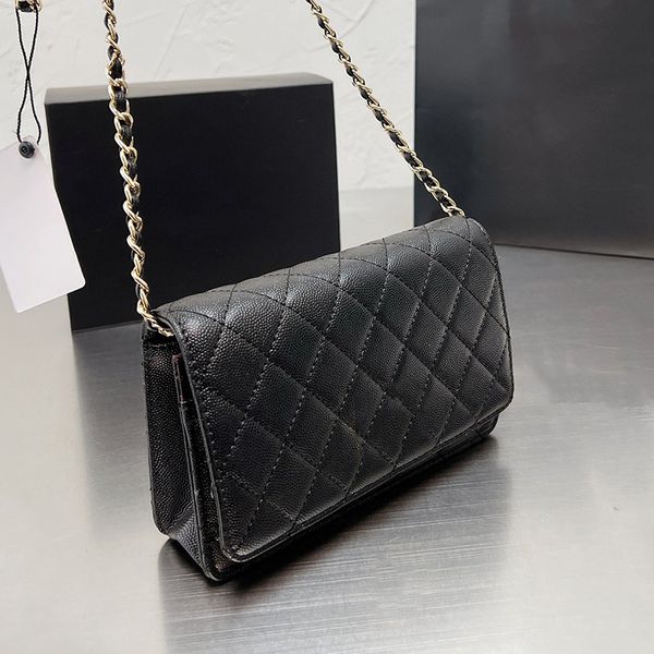 

2022ssw shoulder bag designer handbags classic mini flap caviar wallet purse bags calfskin phone card holder multi pochette two-tone ghw mat