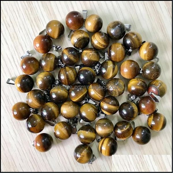 

pendant necklaces pendants jewelry wholesale 50pcs natural tiger eye stone ball woman child gift beads for diy je dh5ss, Silver