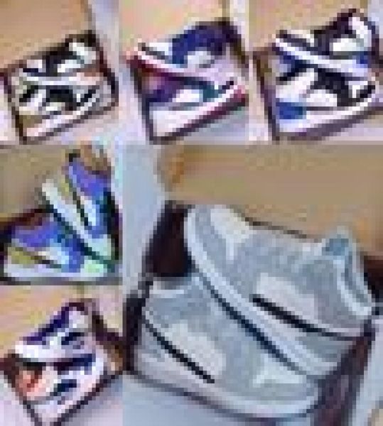 

1s mid se w easter lightbulb multi kids basketball shoes velvet infant sneaker children trainers boys and girls sneakers, Black