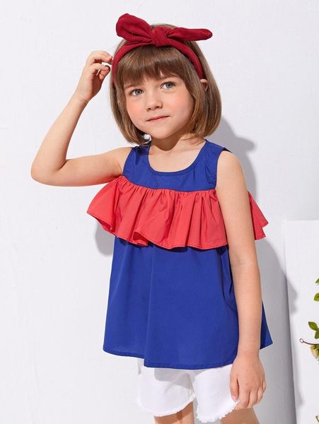 

sheen little girl's color blocking ruffle she, White;black