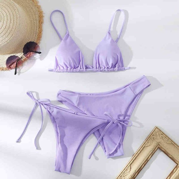 

women's split 2022 three piece swimsuit solid bikini ld2204, White;black