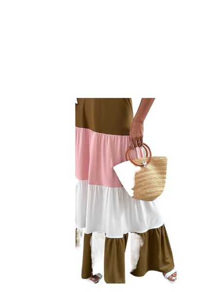 

off shoulder crop & color block ruffle hem skirt q9gm#, White
