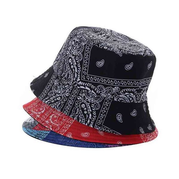 

stingy brim hats summer women bucket men fashion reversible printed sun paisley print double side wear fisherman outdoor beach caps 220328, Blue;gray