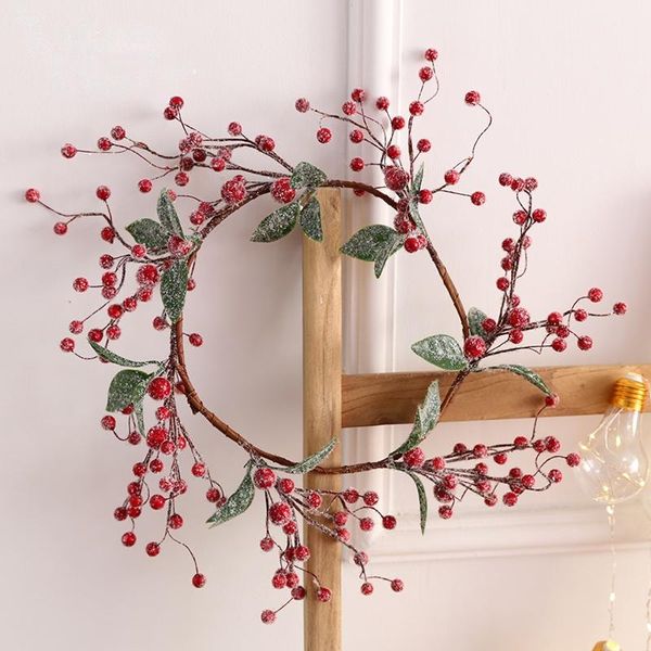 Decorações de Natal Simulação de férias Berry Pine Cone Decoration Wreath Wreath Rattan Door pendurado Diy Ornament Pingingchristmas