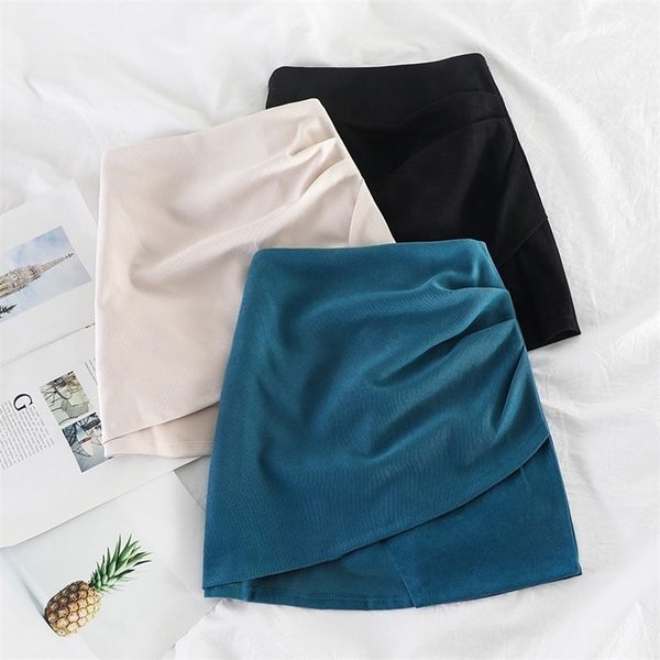 

heliar women bodycon a-line mini wide leg pleated korean skirts autumn 210315, Black