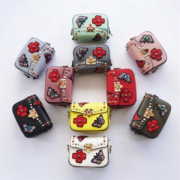 

baby purse fashion kid rivet butterfly messenger bag stylish teen girls shoulder bags designer children purses women mini handbag 183j, White