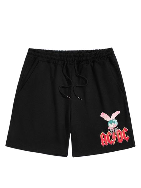 

romwe x ac/dc punk rock guys letter graphic shorts b5yn#, White;black