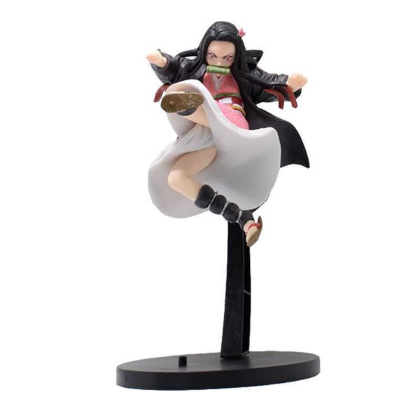 

huiya01 demon slayer kimetsu no yaiba kamado nezuko jumping ver. pvc action figure model 17cm anime figure collectible toy doll q0722