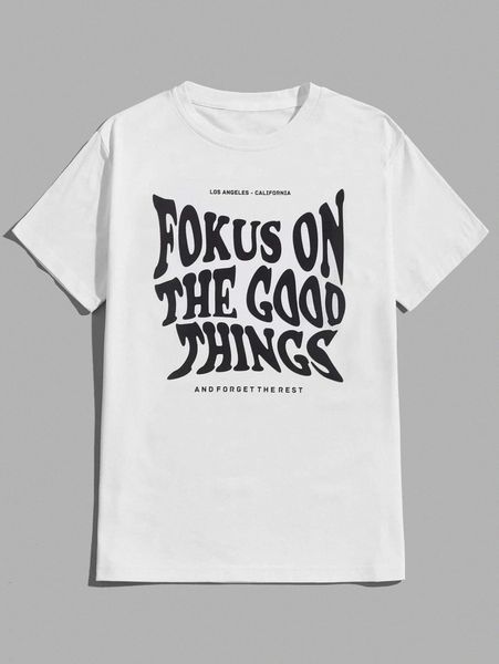 

romwe guys slogan graphic tee h1us#, White;black
