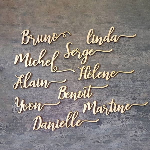 Biglietti per decorazioni per feste personalizzate y Nomi in legno tagliato al laser o tavolo per nomi in acrilico Impostazioni per gli invitati al matrimonio sfusi 220707