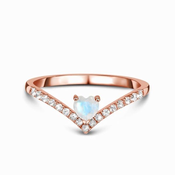 

finger ring 925 sterling silver design heart moonstone rings women ring adjuatabletrend silver 925 jewelry fashion korean, Golden;silver