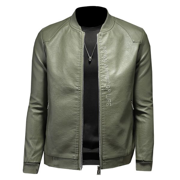 

men's leather jacket british style casual simple lapel slim baseball uniform leather jacket casual men's coat clothing 220816, Black;brown