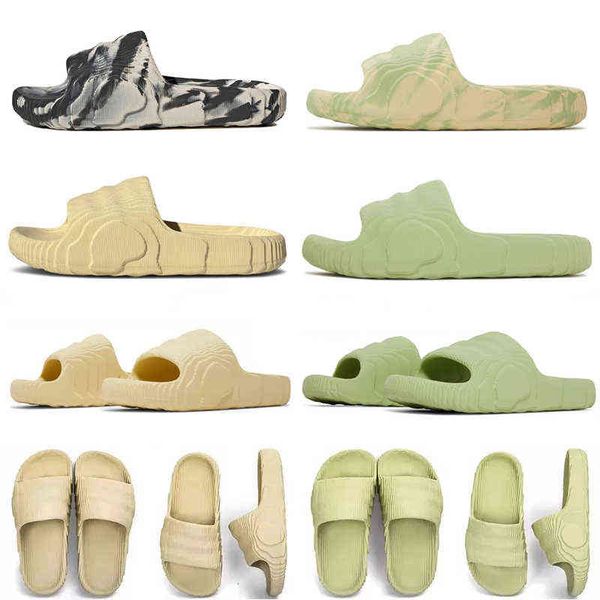 

designer slippers adilette 22 slides men women sandals fashion slides desert sand magic lime black grey mens flip flops platform scuffs