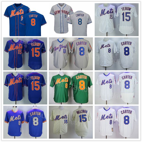 

men vintage 1983 1985 1986 throwback baseball 15 tim tebow jersey 8 gary carter retro pinstripe cool base all stitched pullover team black b, Blue;black