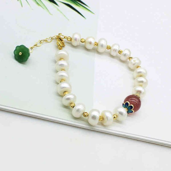 

baroque frhwater pearl bracelet female hand string fish tail ins minority dign student girlfriend gift simple bracelet, Golden;silver
