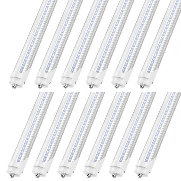 США Stock T8 Светодиодная трубка Light 8ft One Row One Pin Fuster Fluorescent Lights 45 Вт холодный белый прозрачный кавер -магазин Офис гараж освещение