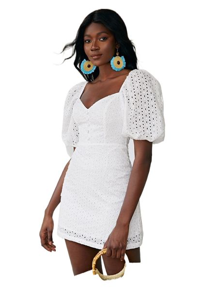 

sweetheart neck puff sleeve tie back schiffy dress 19xo#, Black;gray