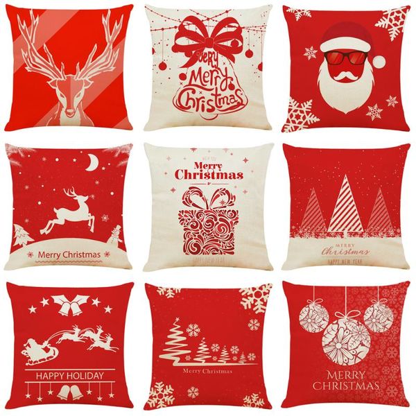 Cuscino/cuscino decorativo Fodera per cuscino natalizio Fodera in cotone e lino Cuscino per divano Babbo Natale Nessun nucleo interno