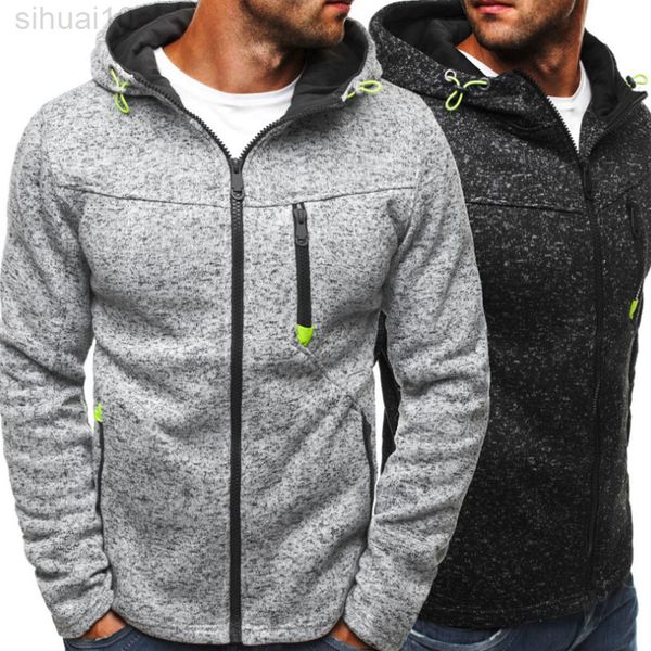 

lente mannen hooded jassen casual rits sweatshirts jassen mannelijke trainingspak fashion street style vest heren bovenkleding my038 l220730, Black
