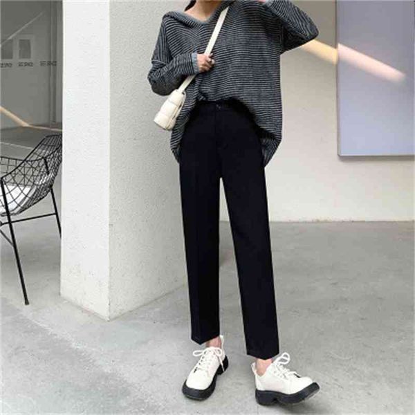 

women's pants capris work clothes professional trousers women's draping small straight pants spring and summer 89 minutes short ta, Black;white