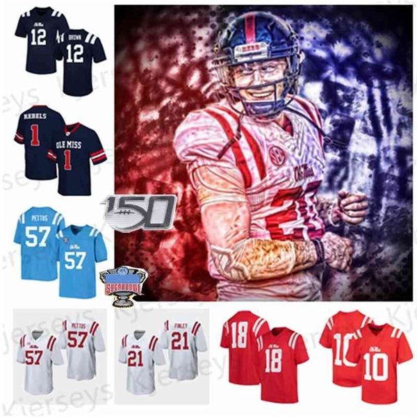 A001 2021 Sugar Bowl Ole Miss Rebels Jersey de futebol 2 Matt Corral Jerrion Ealy Elijah Moore John Rhys Plumlee Snoop Conner Jonathan Mingo Casey