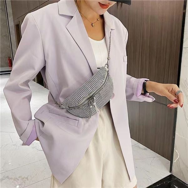 

fashion shiny large capacity oblique chest pack shoulder bag women handbag