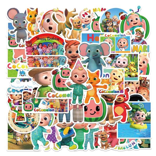 New Sexy 50PCS Hot English Enlightenment Canzoni per bambini Cute Cartoon Stickers No Repeated Laptop Guitar Graffiti Decalcomanie per bambini Giocattoli