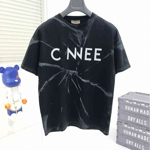 

women's t-shirt luxury spring summer tie dyed letter t-shirt short sleeve casual loose versatile, White