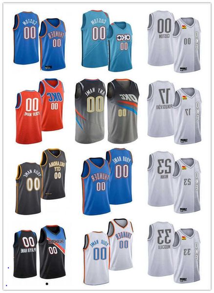 

75th custom jersey oklahoma''city''thunder''men women youth 7 darius bazley 6 gabriel deck 15 derrick favors 1, Black;red
