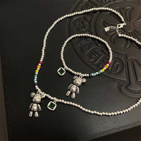 

new fashion beaded necklaces bracelet jewelry trend simple design bear zircon pendant party jewelry a254, Silver