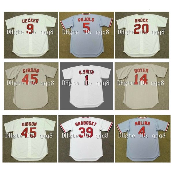 Na85 Vintage Jersey BOB GIBSON JACK CLARK LOU BROCK MCGWIRE OZZIE SMITH JIM EDMONDS CURT FLOOD MOLINA MAXVILL JOHN JOE TORRE KEN BOYER