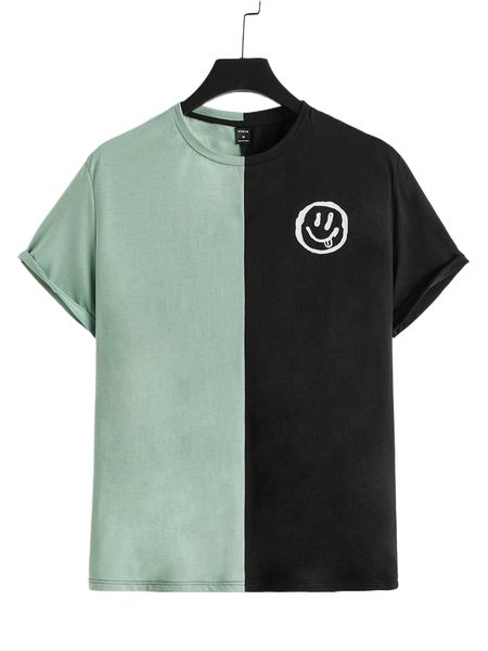 

men cartoon graphic colorblock tee 677m#, White;black