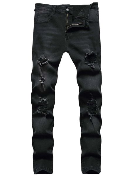 

romwe guys ripped skinny jeans v0gi#, Blue