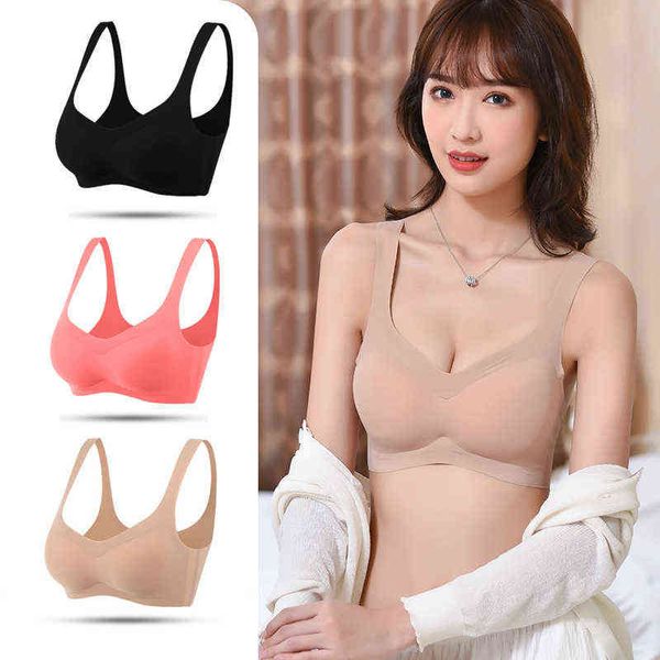 

lce silk seamless bras for women push up wire lette underwear woman clothes sserie sleeping l220726, Red;black