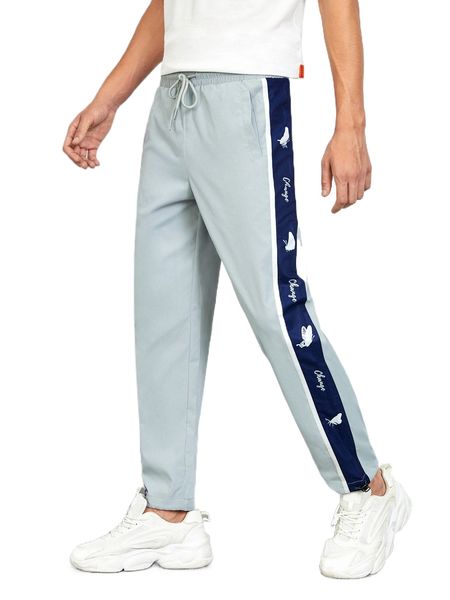 

men letter and butterfly print sideseam pants 453s#, Black