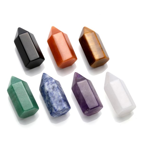 

mini natural crystal stone hexagon shape crafts fashion chakra square aventurine amethyst rose quartz stones charm for jewelry making, Black