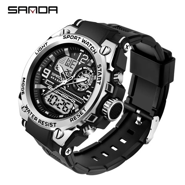 

sanda 2022 brand mens watches 5atm waterproof sport military wristwatch quartz watch for men clock relogio masculino 6024 220805, Slivery;brown