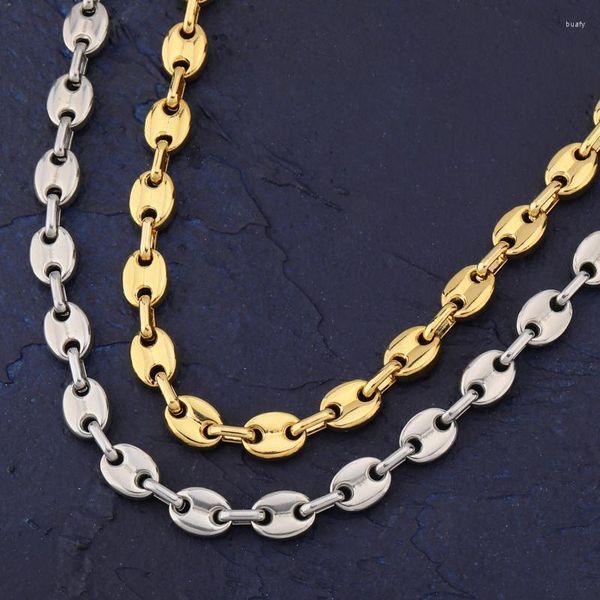16-30 polegadas link cubano sólido de 8mm10 mm de prata dourada masculino de quadril de aço inoxidável de aço inoxidável Cadeias de jóias