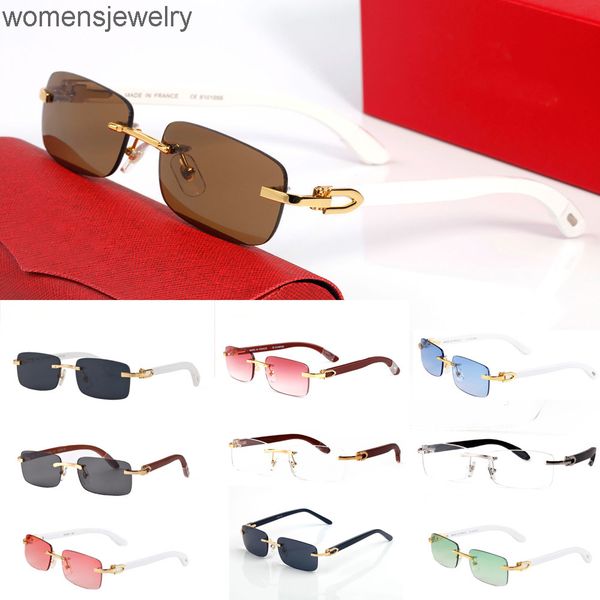 

new buffalo horn sunglasses fashion sport sun glasses for men women rimless rectangle bamboo wood eyeglasses eyewear with boxes case, White;black