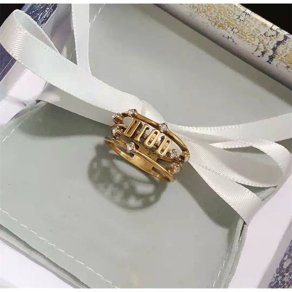 

80% off online store antique brass old diamond inlaid letter multi index middle finger women's versatile ring, Silver