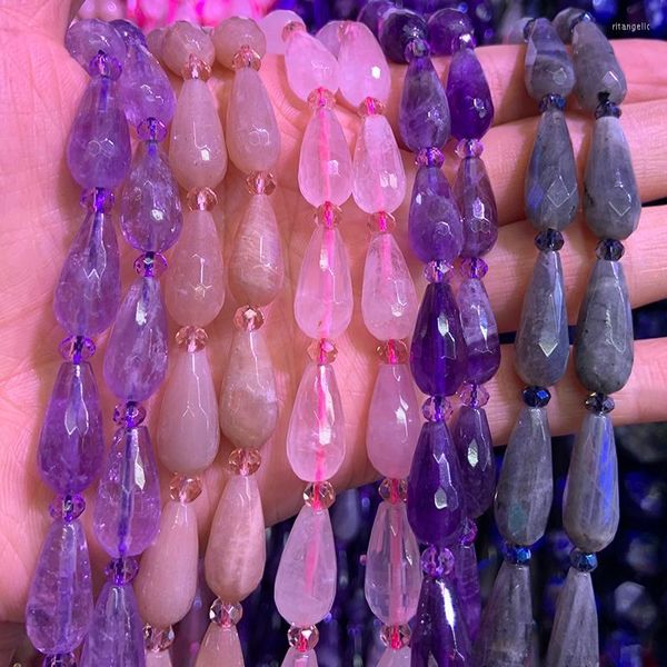 Outros 8x16mm de quartzo rosa natural Labradorita Amethyst Sunnstone Stone Storys 15 '' Drop Faceted DIY solto para jóias fazendo rita22