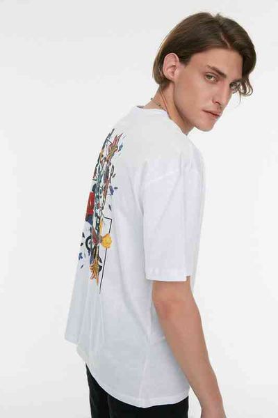 

men's relaxed fit short sleeve printed t-shirt tmnss22ts0165 t220517, White;black